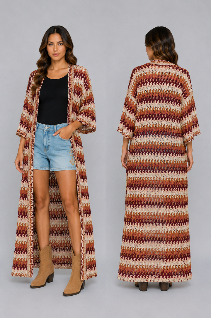 Bohemian Waves Maxi Kimono 2414
