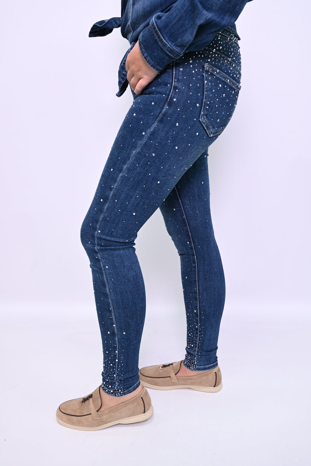 Glamour Denim Jeans met Strassdetails HelloMiss H931-1