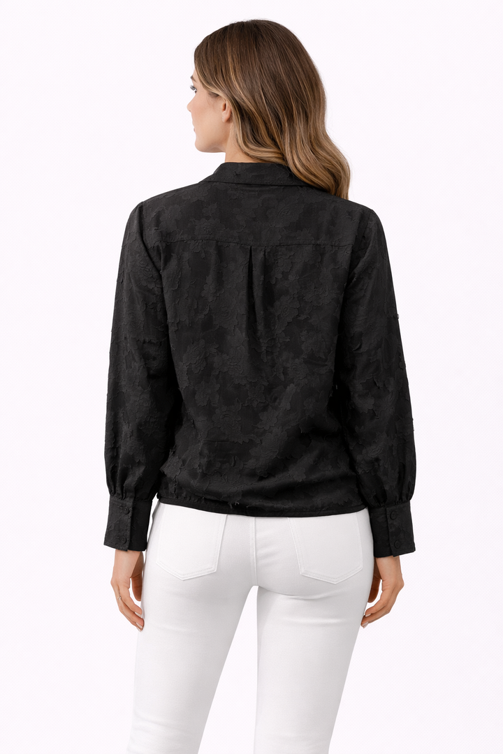 Elegante Jacquard Overslag Blouse 92288