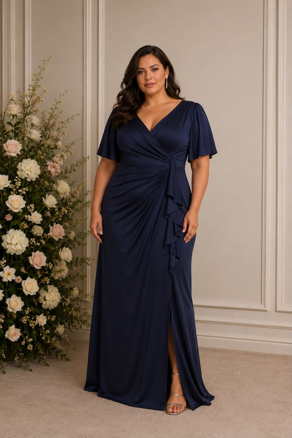 Graceful Elegance – Plus Size Satijnen Galajurk R1855