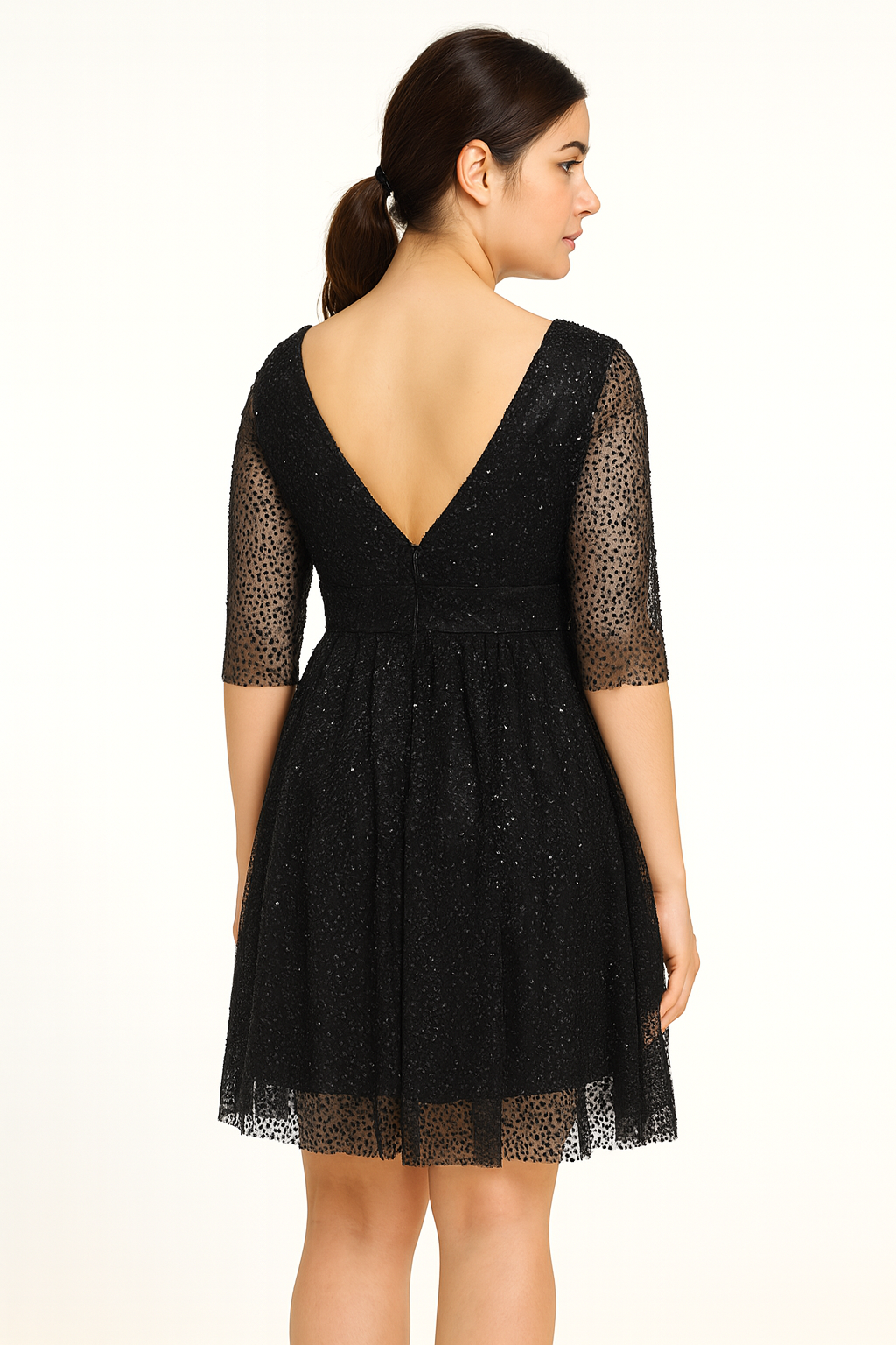 Éclat de Lune – Zilveren Cocktailjurk met Glans HM2243 Eva