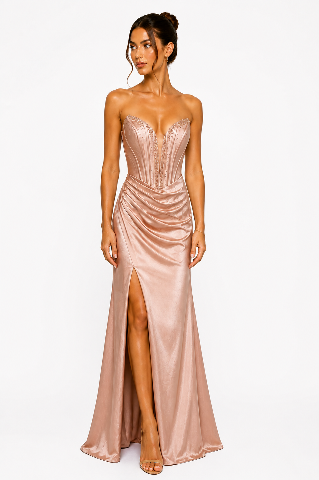 Ruby Elegance Corset Gown – Satin Luxe Edition F86059