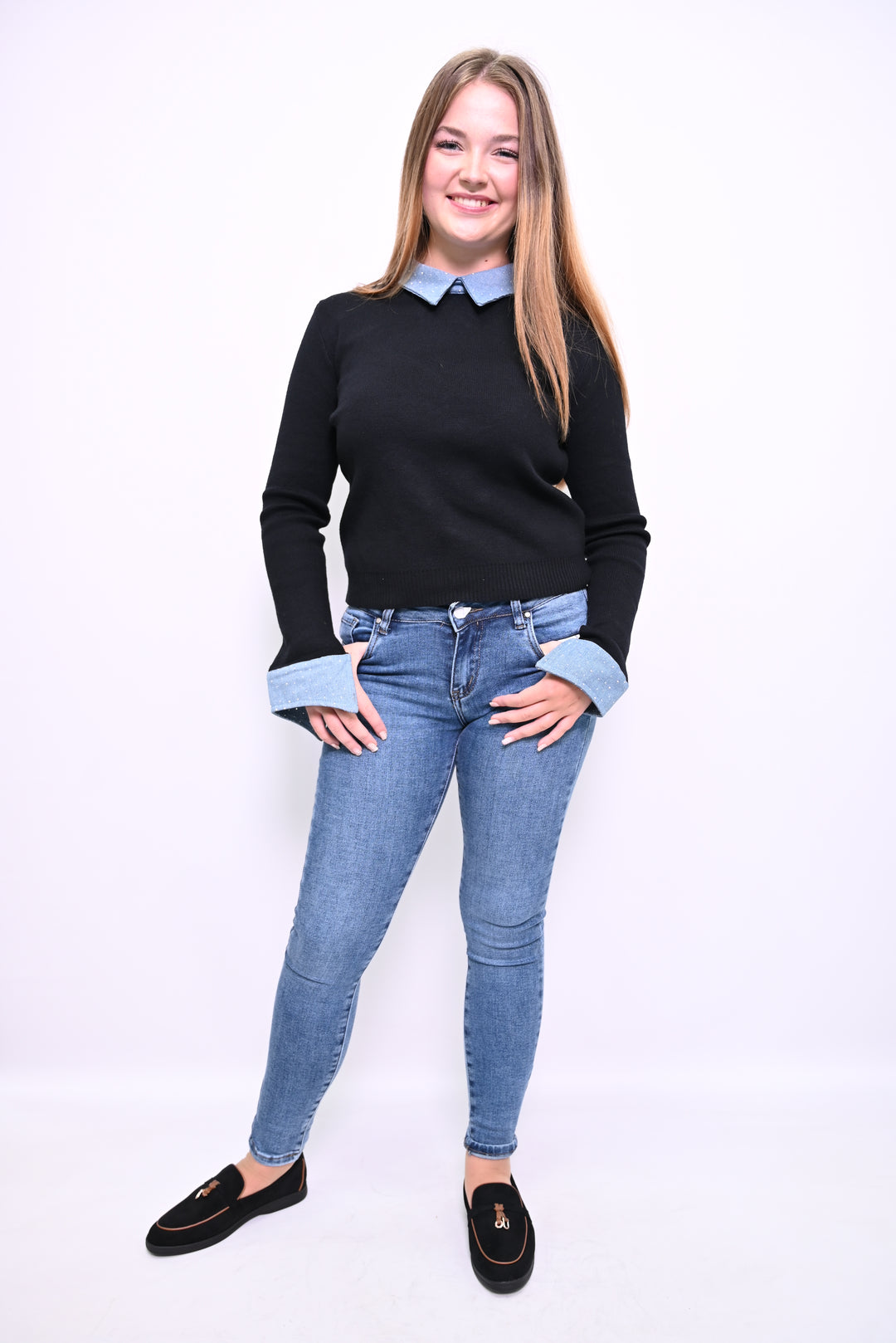 Denim Accent Sweater A2537