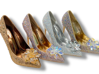 Glinsterende Luxe Hakken met Strass en Bloemdecoratie EG1640B