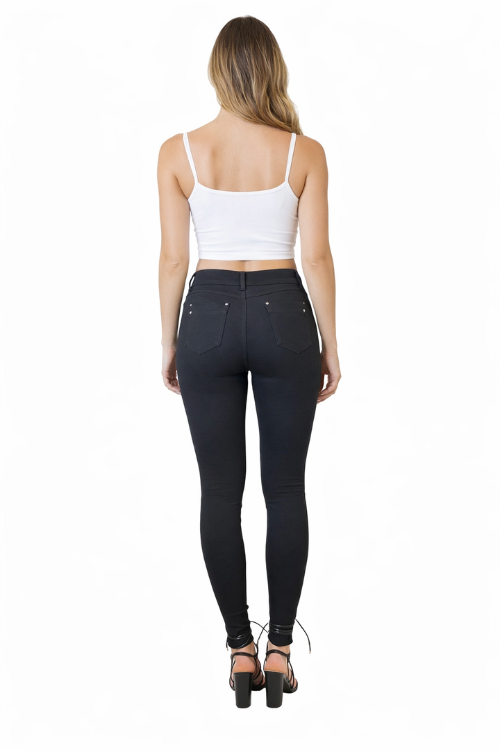 Dames High Waist Skinny Jeans – Zwart – Stretch Fit Miss Anna H01