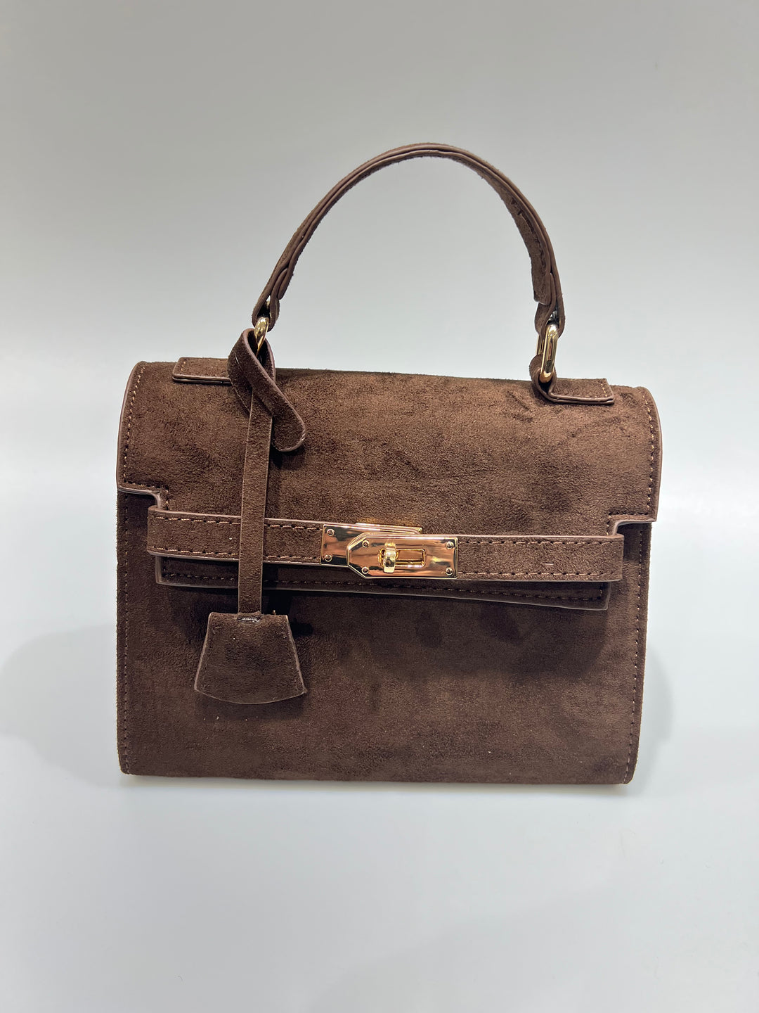 Clair Marron – Suède Handtas met Gouden Sluiting HY-5449-A