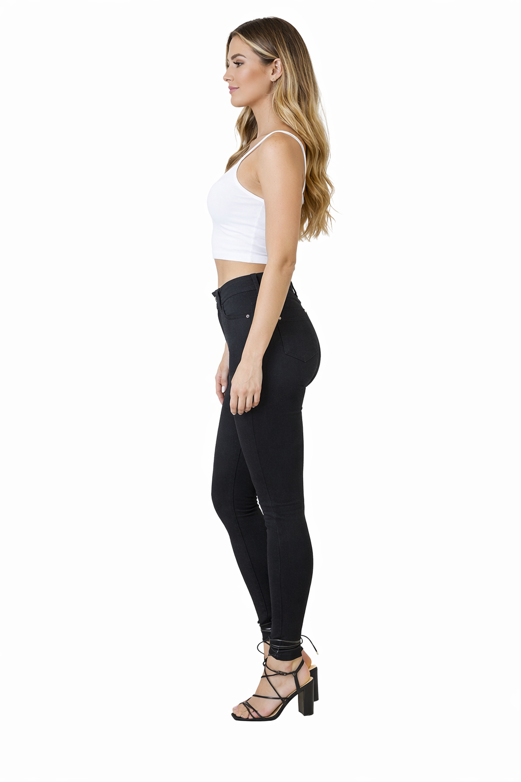 Dames High Waist Skinny Jeans – Zwart – Stretch Fit Miss Anna H01