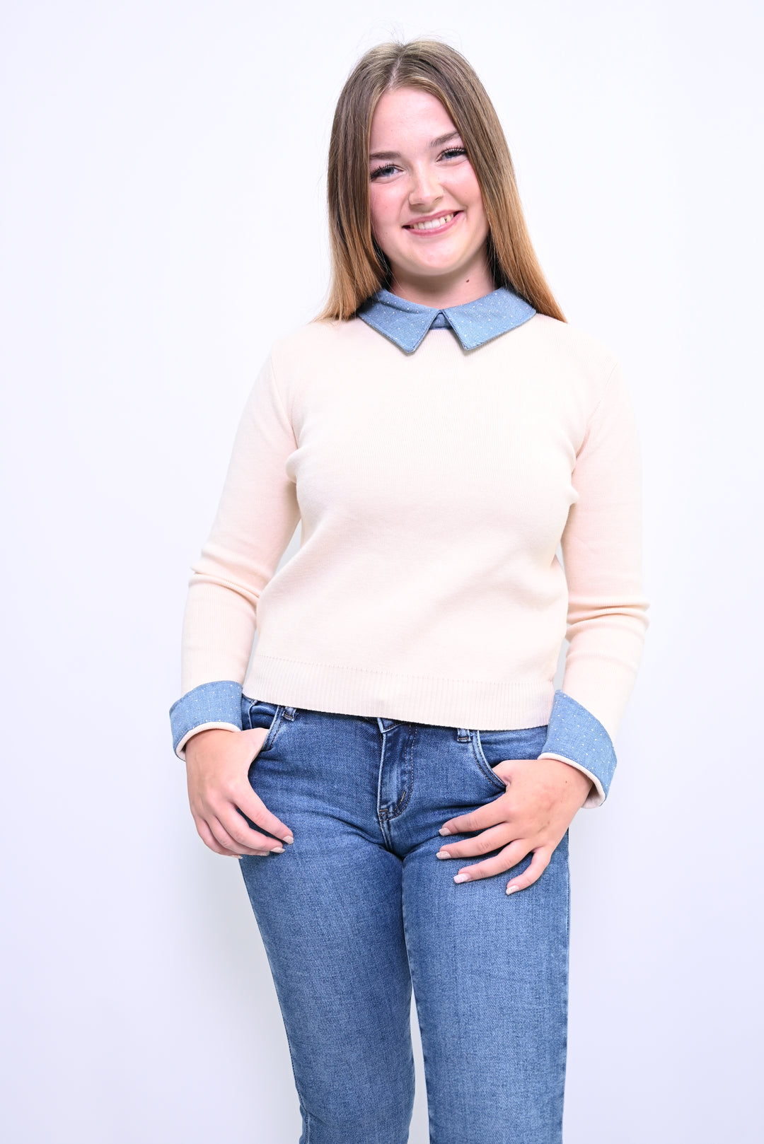 Denim Accent Sweater A2537
