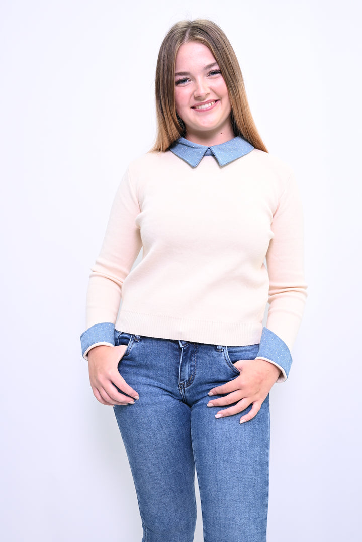 Denim Accent Sweater A2537