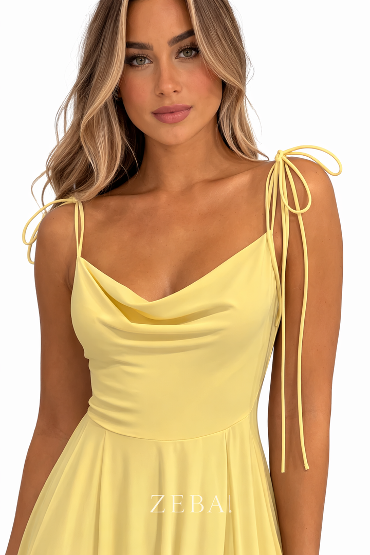 Luna Satin Tie-Strap Maxi Jurk 30503
