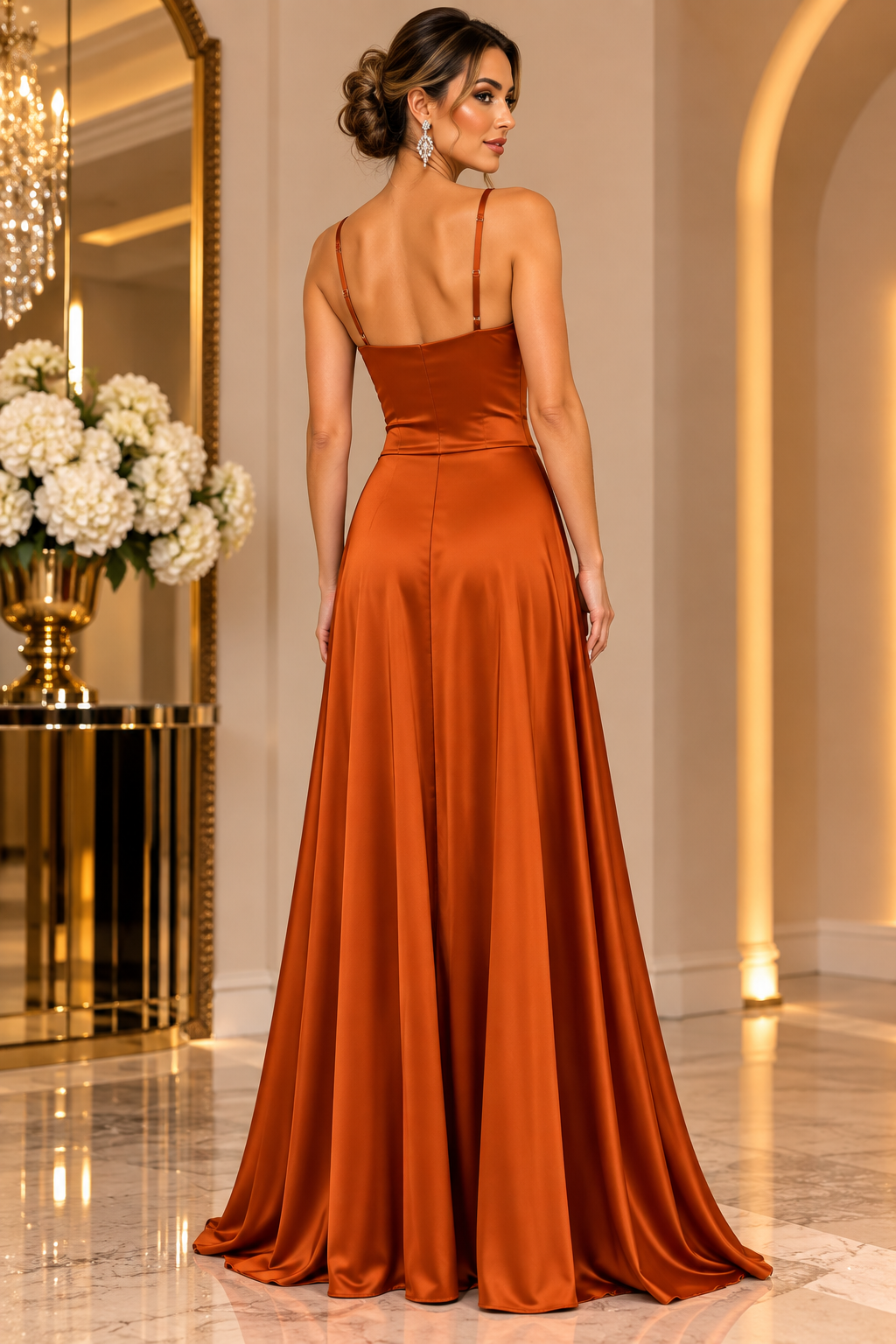 Serena Satin Wrap Gown V6871