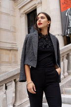 Elegant Tweed Cropped Blazer V324