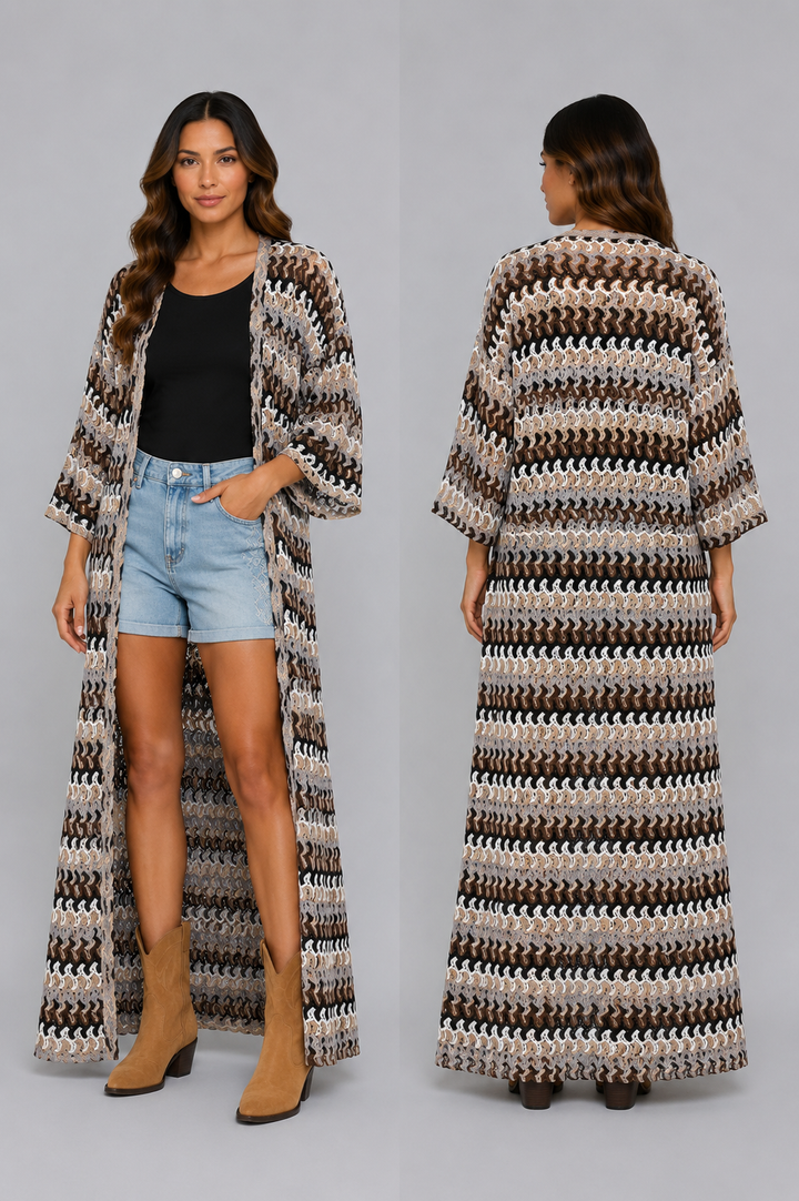 Bohemian Waves Maxi Kimono 2414