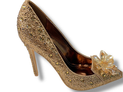 Glinsterende Luxe Hakken met Strass en Bloemdecoratie EG1640B