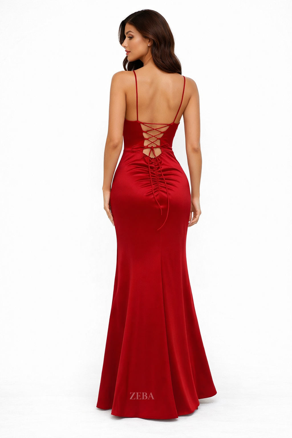 Strapless avondjurk met hoge split en gestructureerde buste 5895