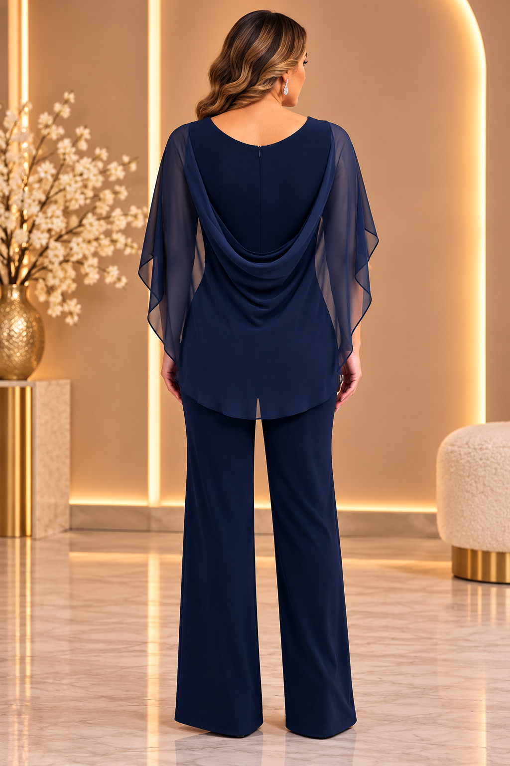 Frank Lyman – Elegant Chiffon Draped Jumpsuit 228161