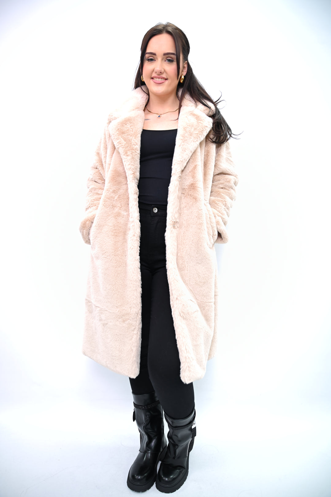 Noir Éclipse – Lange Faux Fur Jas A2501