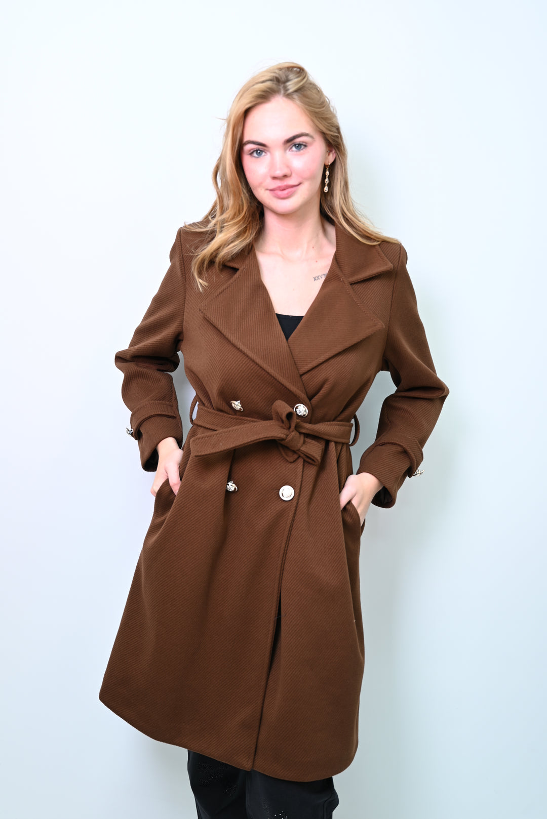 Crimson Veil – Belted Statement Coat 88139