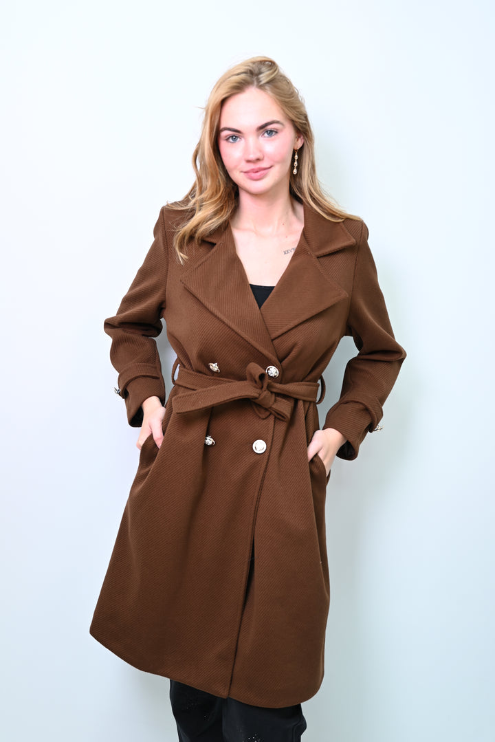 Crimson Veil – Belted Statement Coat 88139