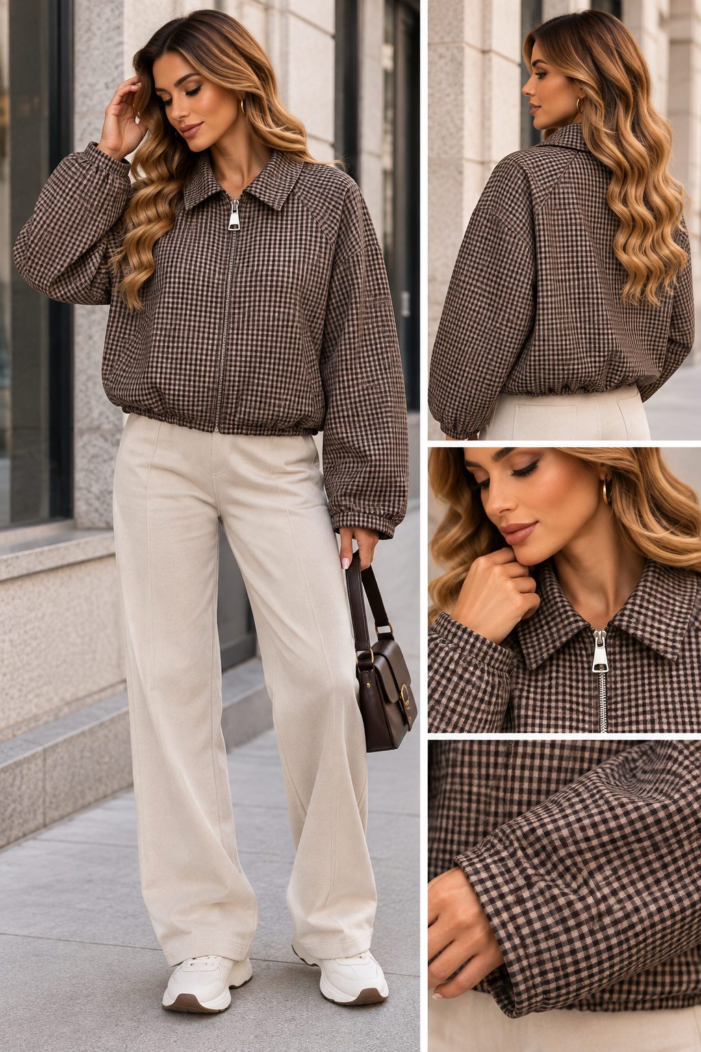 Mila Check Cropped Jacket YM1047