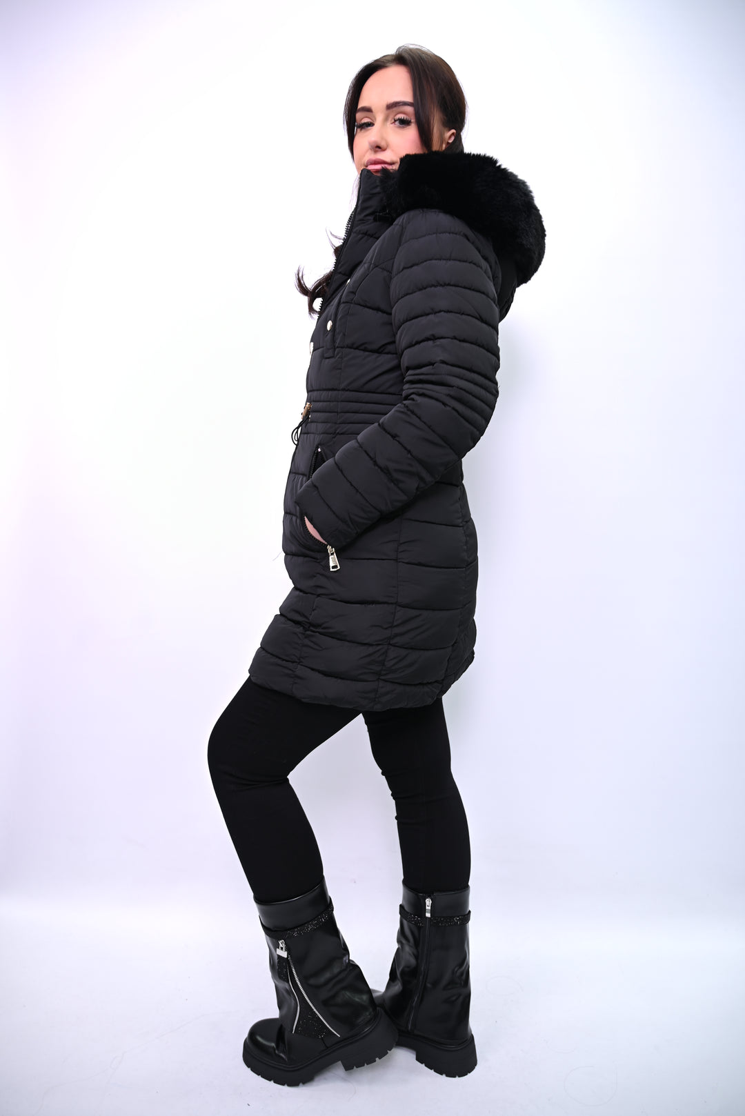 Minuit Nord – Gewatteerde Winterjas met Bontkraag F2009-1