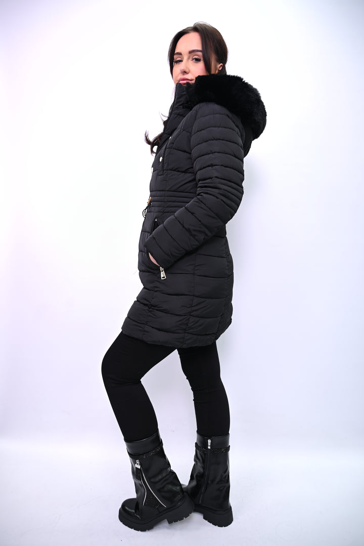 Minuit Nord – Gewatteerde Winterjas met Bontkraag F2009-1