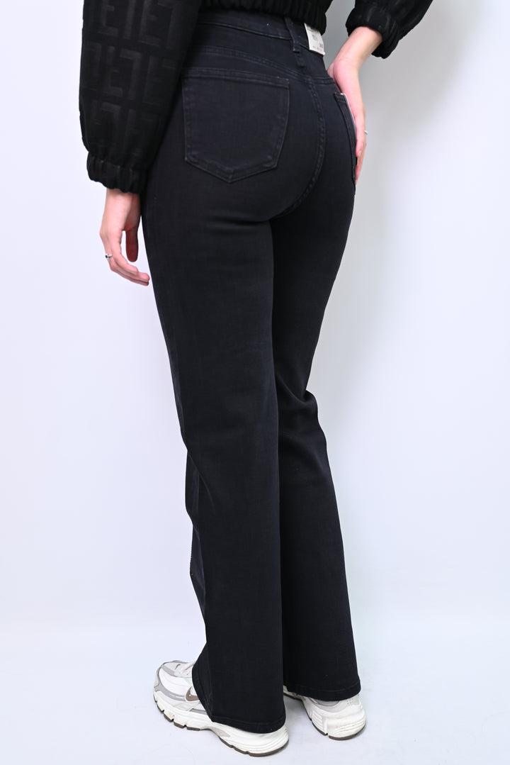 Midnight Glint – Embellished Black Denim Wideleg HelloMiss H979-5