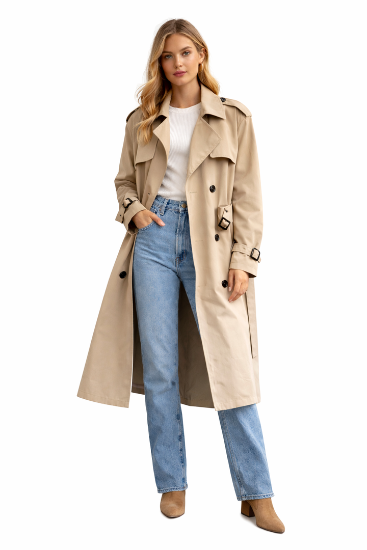 Elegante Dames Trenchcoat – Lange Manteljas 11092