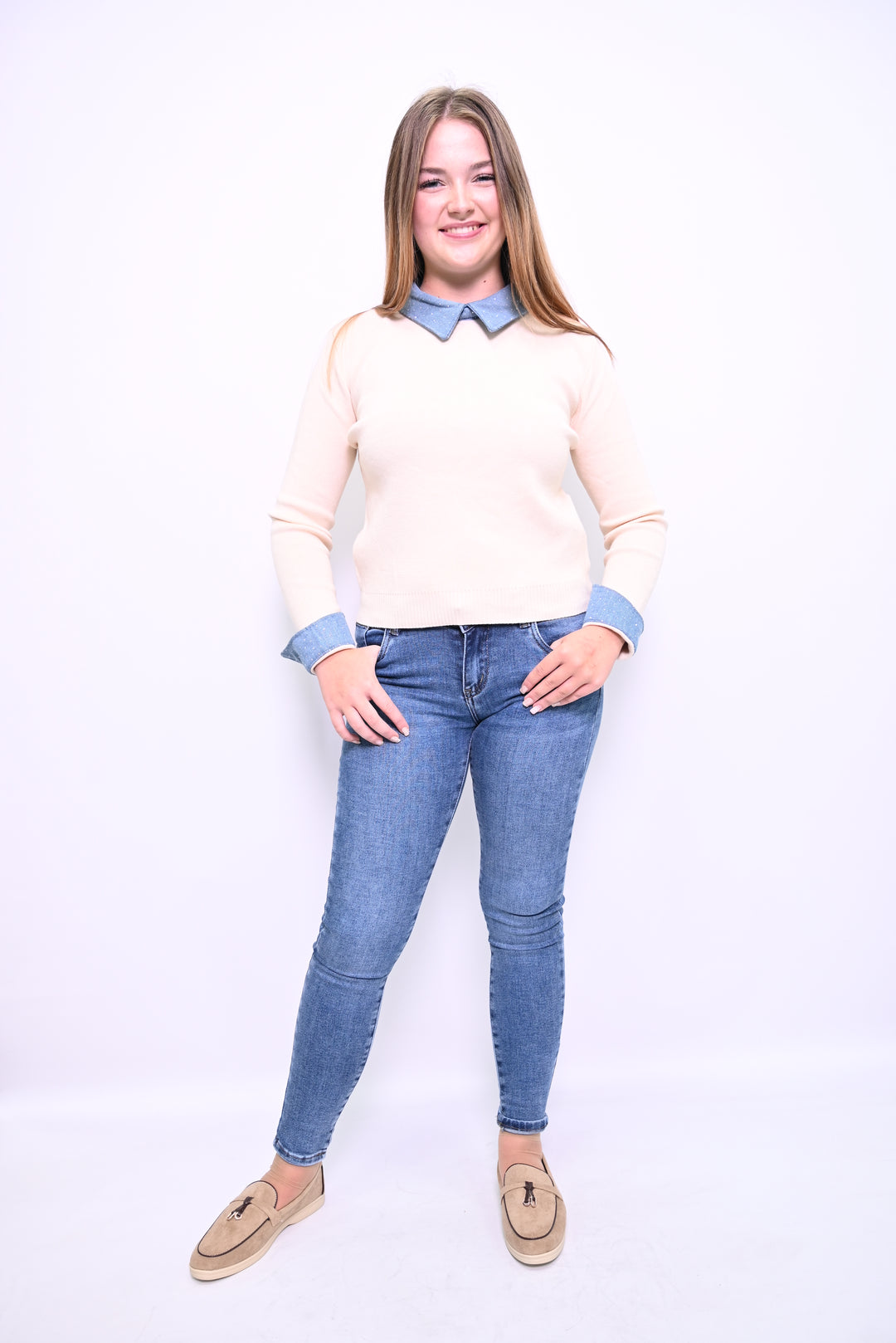 Denim Accent Sweater A2537
