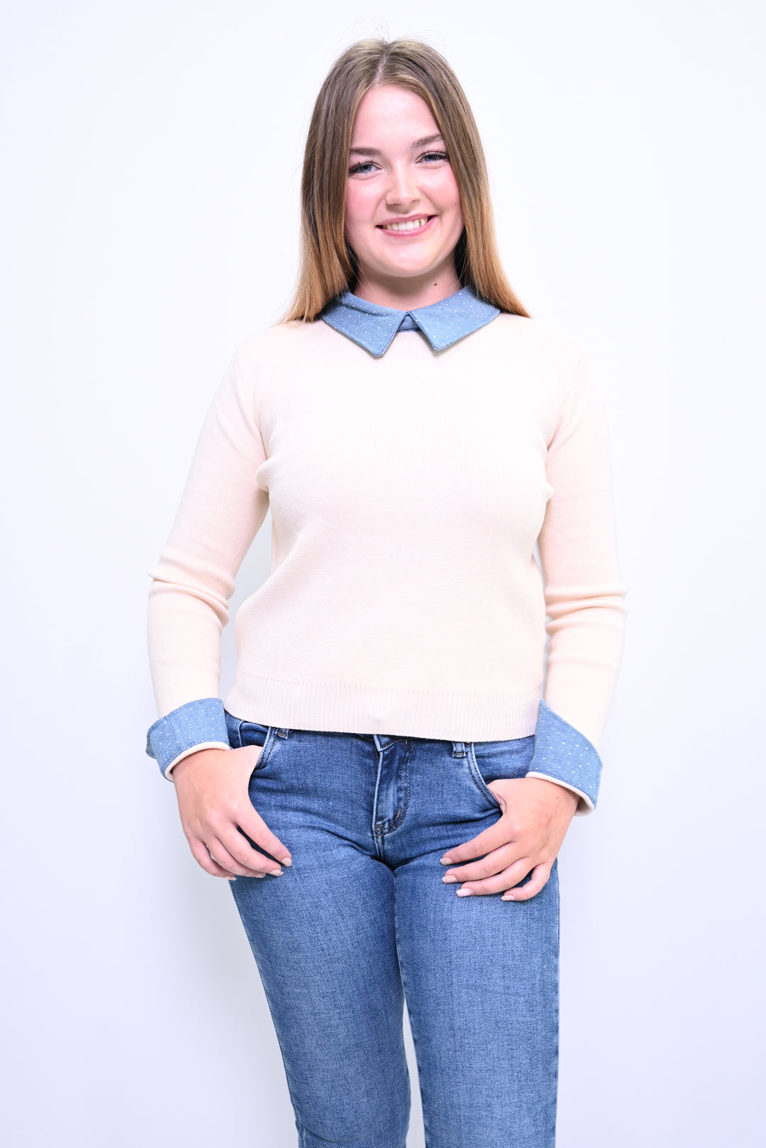 Denim Accent Sweater A2537