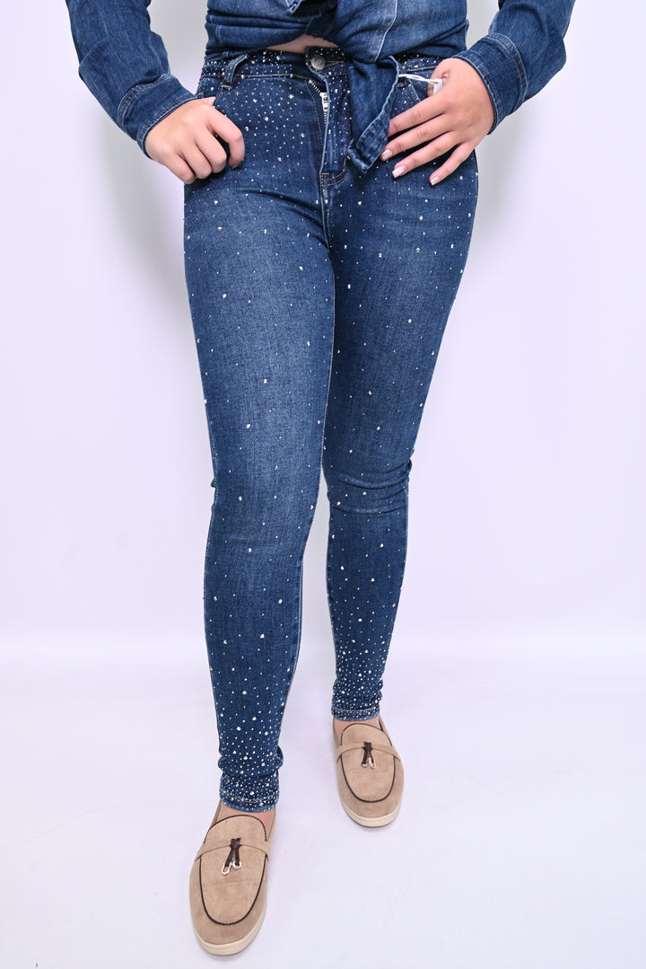 Glamour Denim Jeans met Strassdetails HelloMiss H931-1