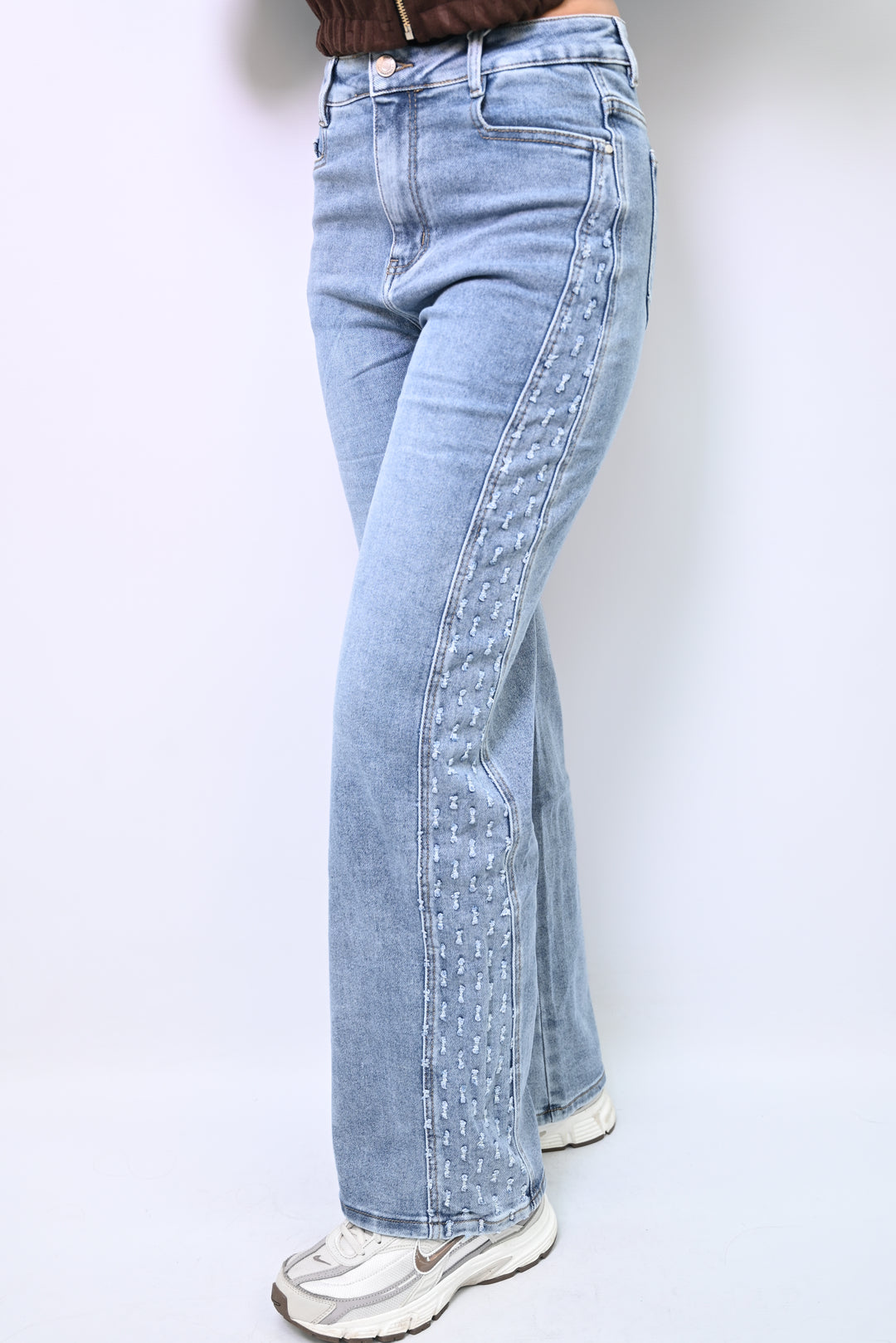 Azure Bloom Side-Stripe Jeans Wideleg HelloMiss H953-3