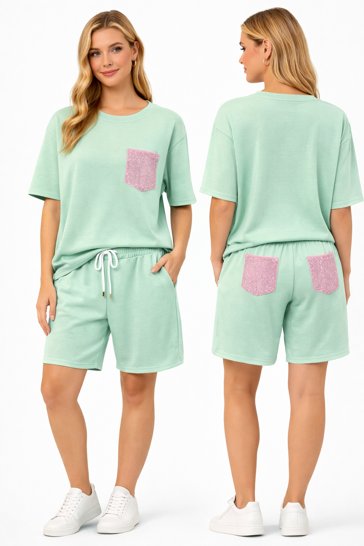Sparkle Pocket Lounge Short Set 2383
