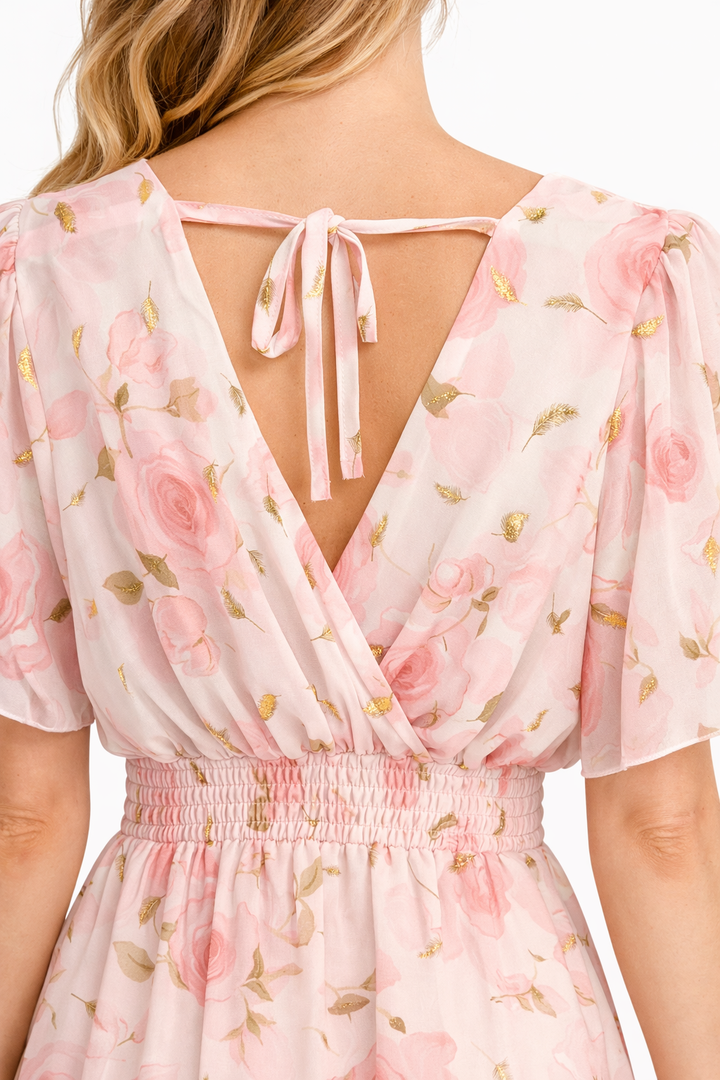 Luna Rose Chiffon Jurk – Roze Bloemenprint 55133