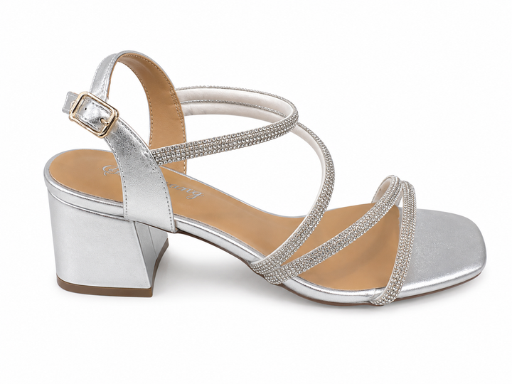 Aurora Glam Block Heels – Champagne Gold DES8522