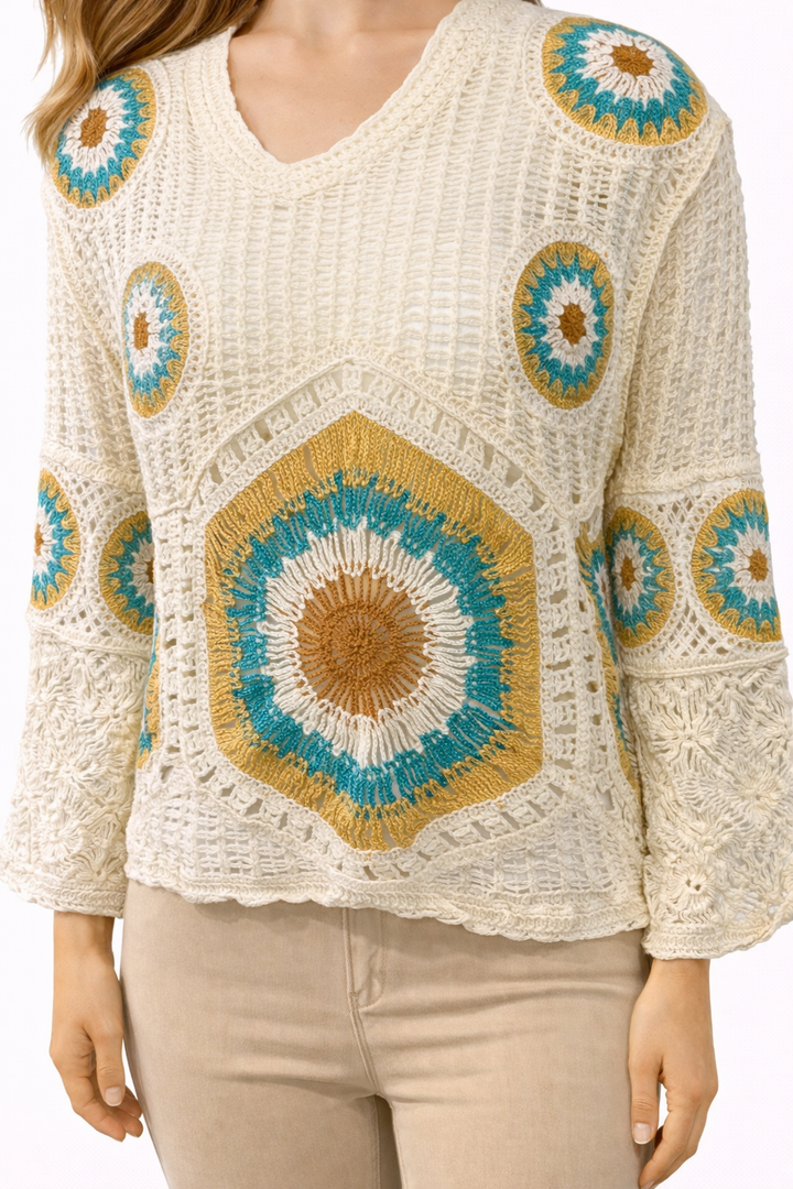 Bohemian Crochet Top – Zwart/Wit Ibiza Style M501