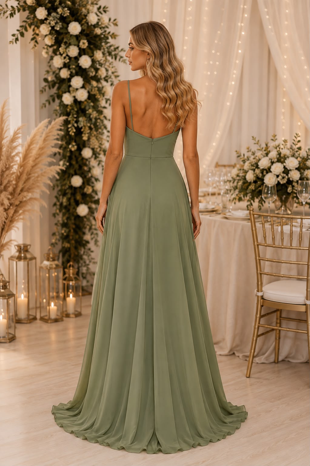 Amelia Draped Satin Gown M-8998