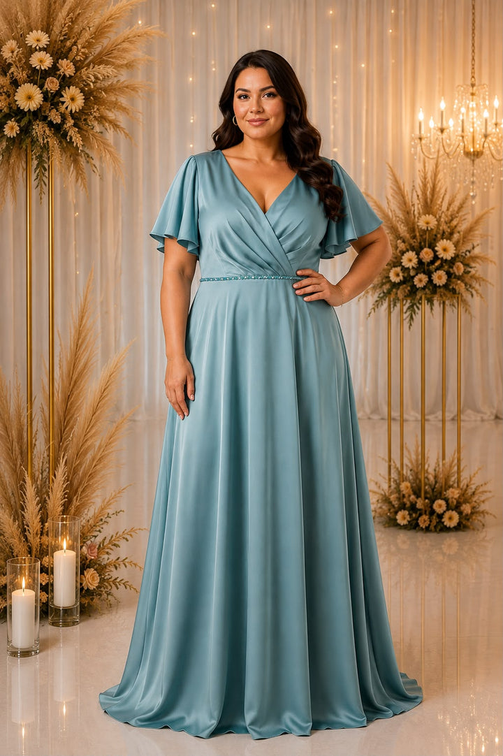 Amara Satin Evening Gown – Curve Collection R8331G