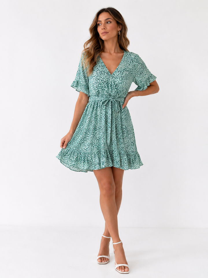 Léonie Leopard Wrap Dress – Pink Blush K5097