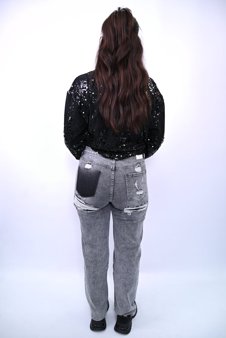 Noir Pulse Sequin Top CY5367A