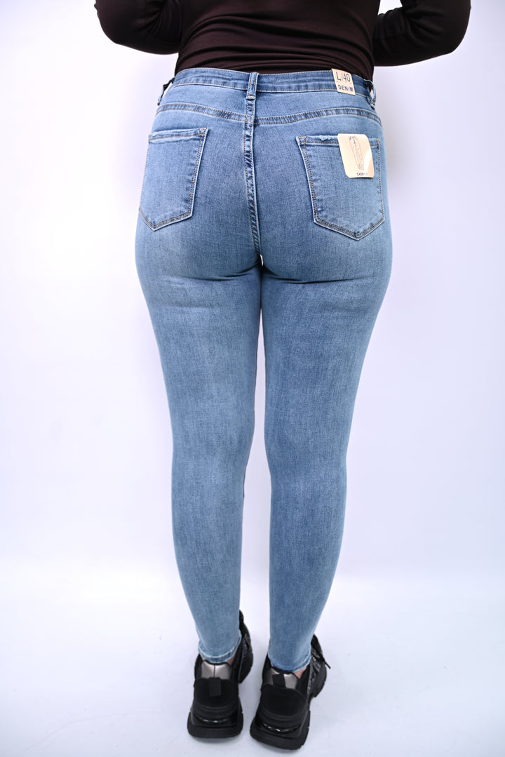 High-Rise Light Wash Skinny Jeans Megusto PT8006