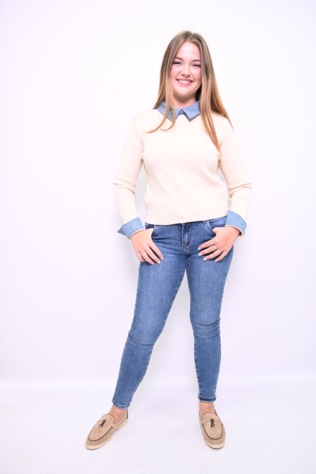Denim Accent Sweater A2537
