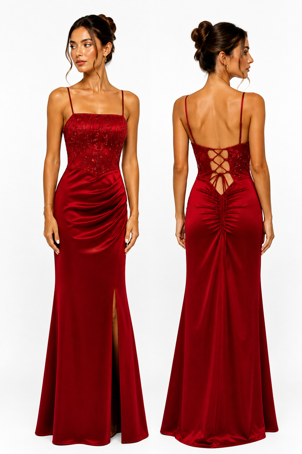 Midnight Lace Satin Dress – Luxe Corset Edition 6518