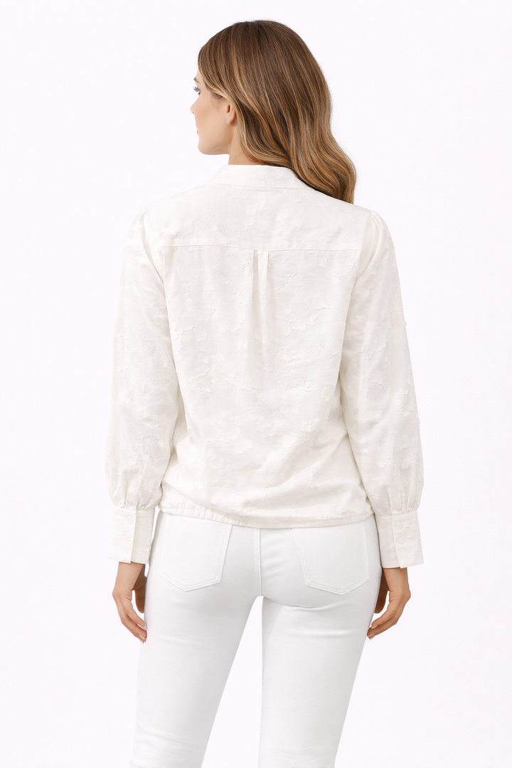 Elegante Jacquard Overslag Blouse 92288