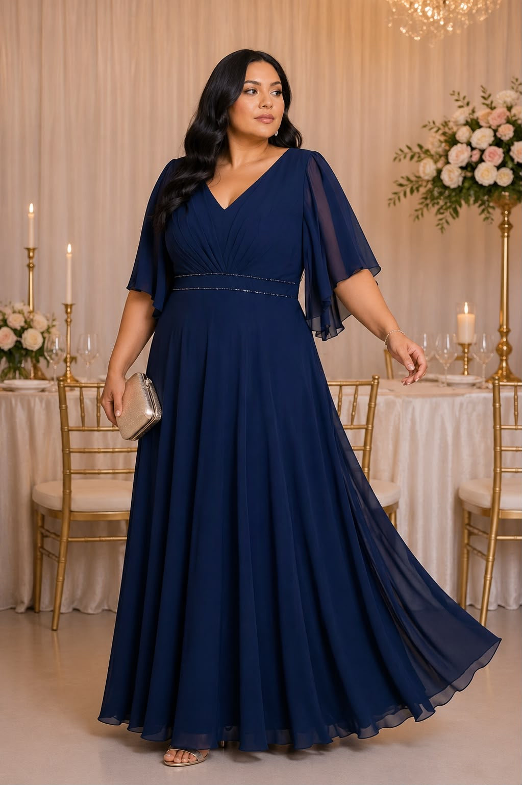 Midnight Grace – Plus Size Chiffon Galajurk R1858