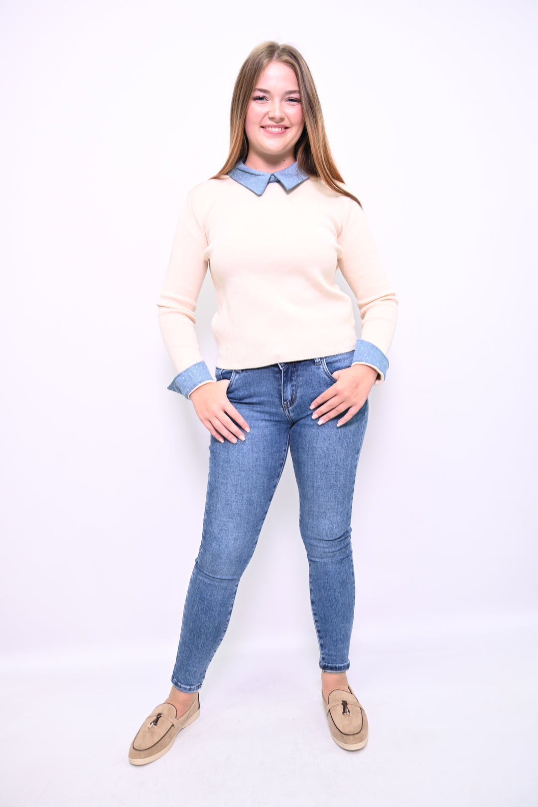 Denim Accent Sweater A2537
