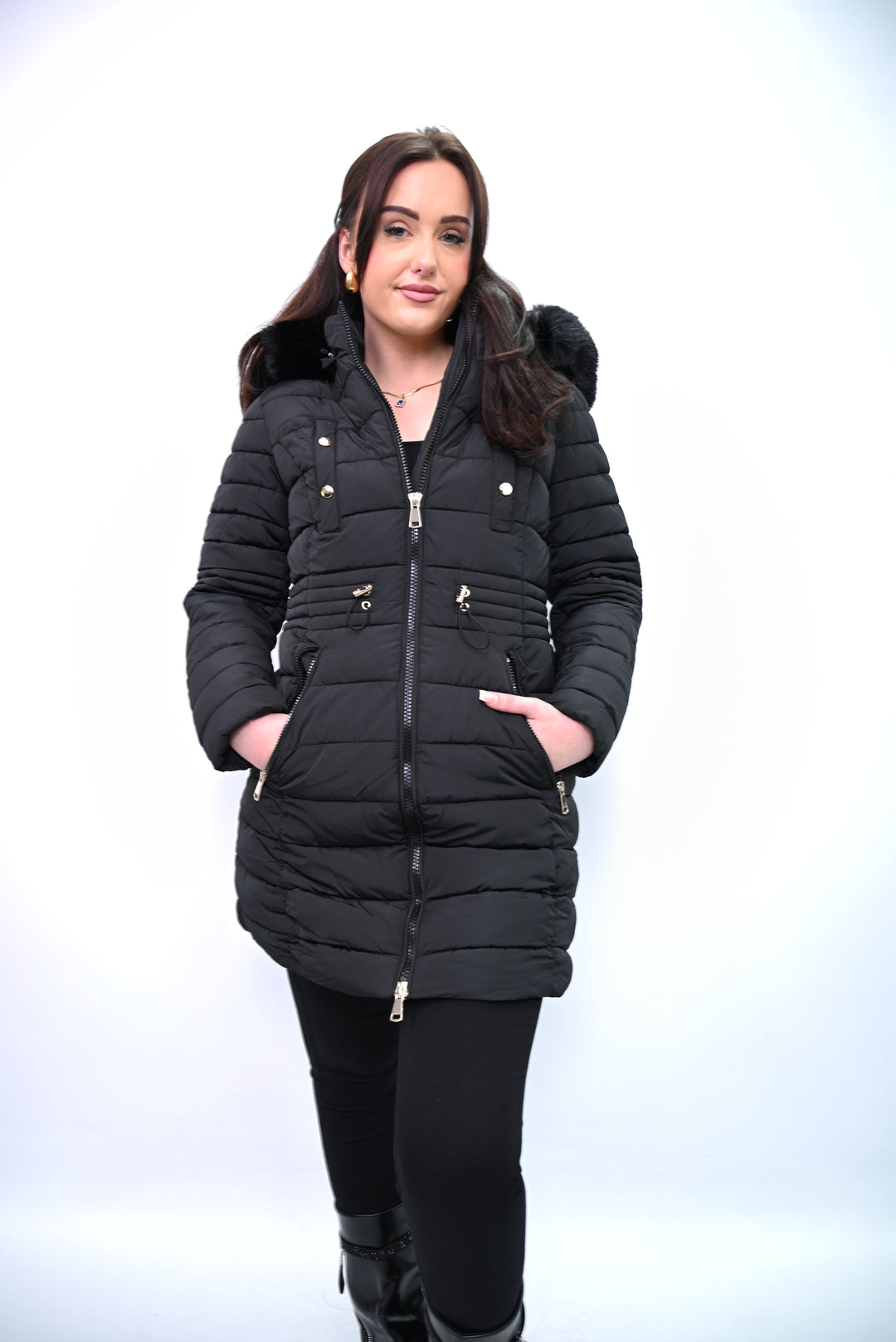 Minuit Nord – Gewatteerde Winterjas met Bontkraag F2009-1