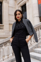 Elegant Tweed Cropped Blazer V324