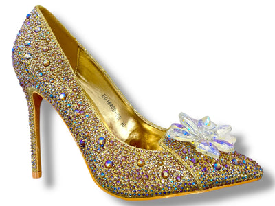 Glinsterende Luxe Hakken met Strass en Bloemdecoratie EG1640B