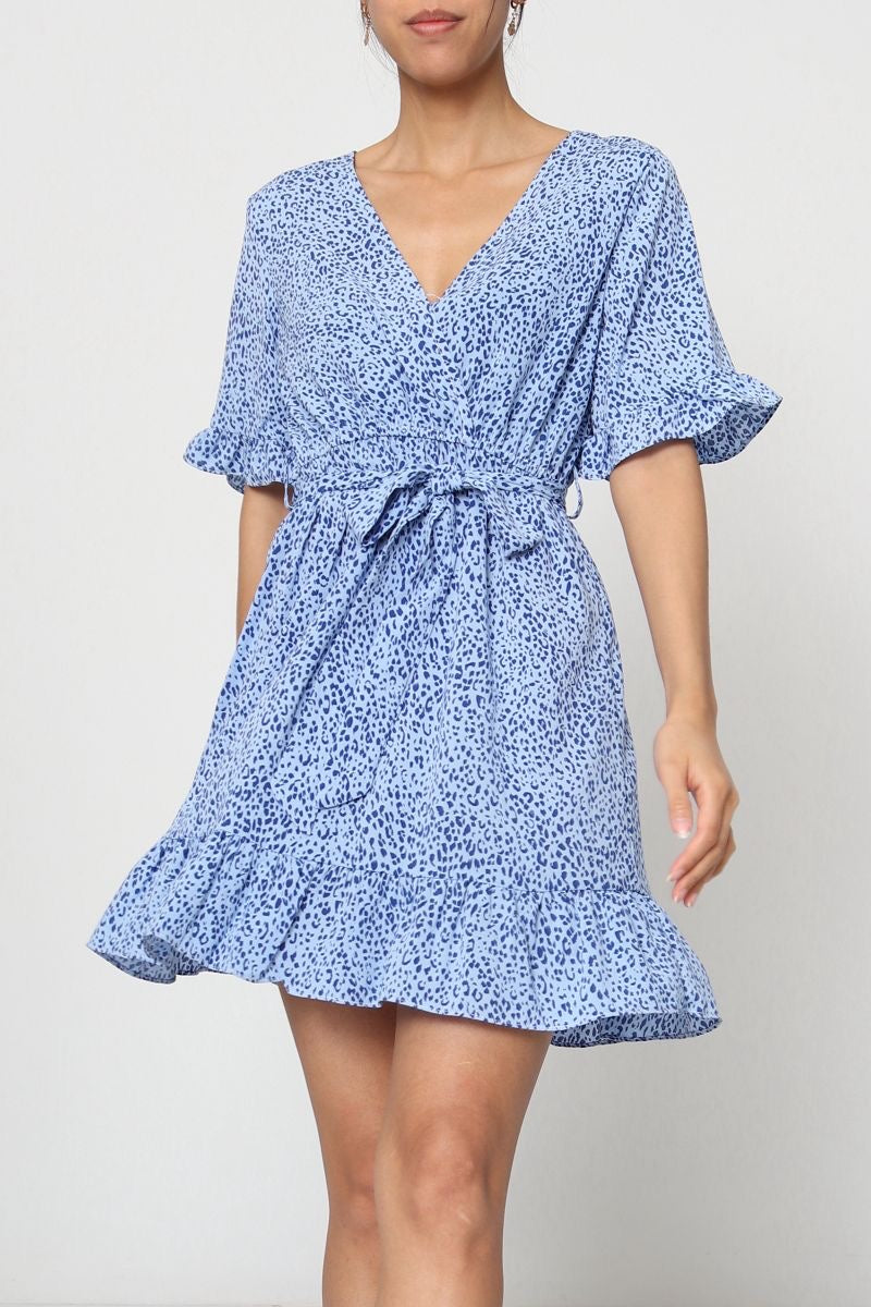 Léonie Leopard Wrap Dress – Pink Blush K5097